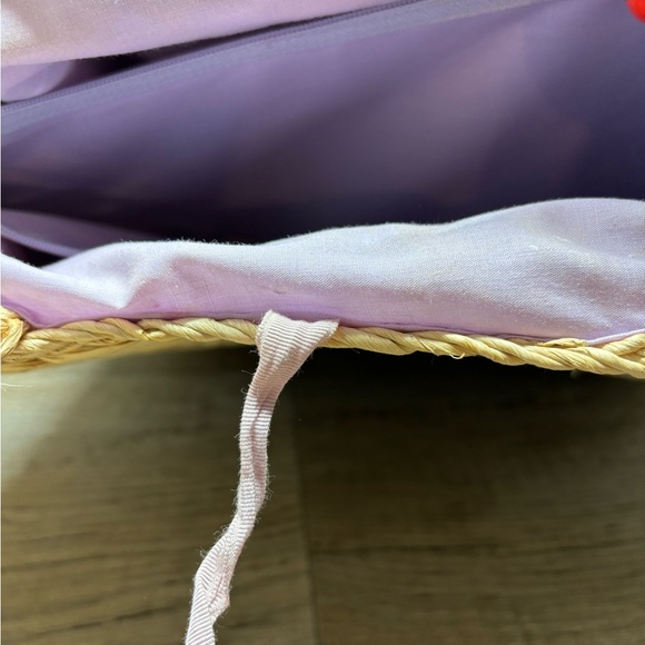 Xhilaration Corn Husk Lavender Lined Tote Bag Light  Purple Yellow Flowers - Picture 8 of 16